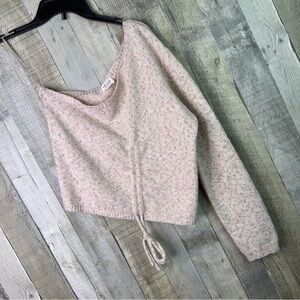 Le Lis Size Medium 1 Arm Cream Color Long Sleeve Sweater w/Cinch Bottom Tie